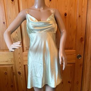 Victorias Secret Chemise Satin Slip Dress S Sexy Lingerie Draped Neck Green